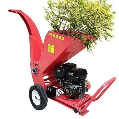 ตัวประมวลผลฟืน 6.5HP เครื่องหั่นย่อยไม้แบบใช้น้ำมันเบนซิน